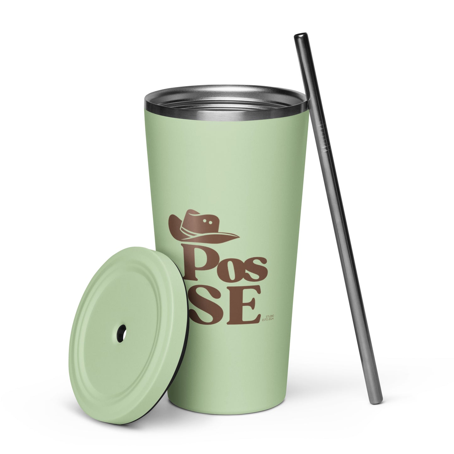 Insulated tumbler with a straw