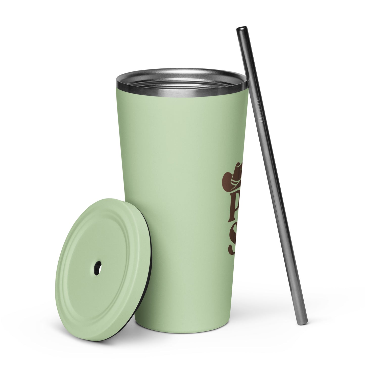 Insulated tumbler with a straw