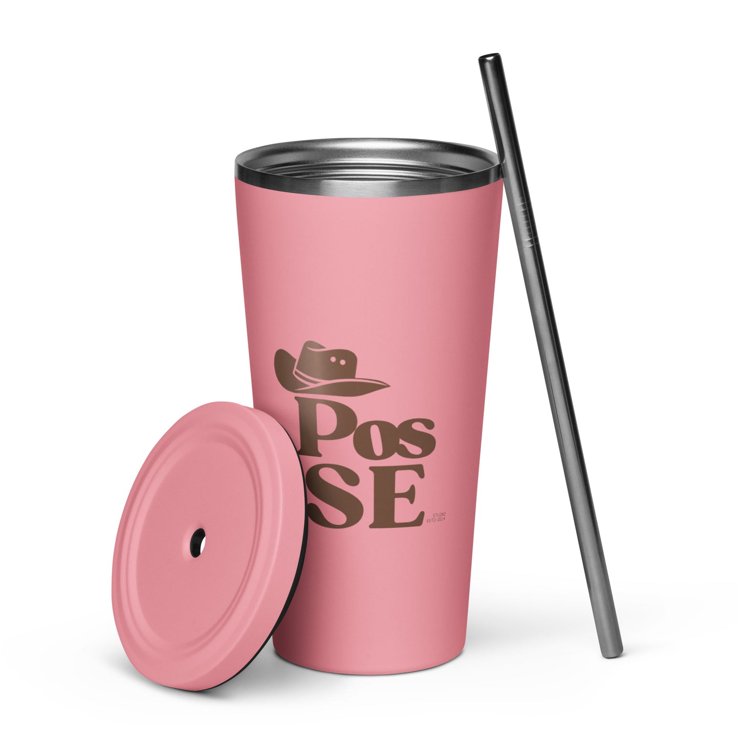 Insulated tumbler with a straw