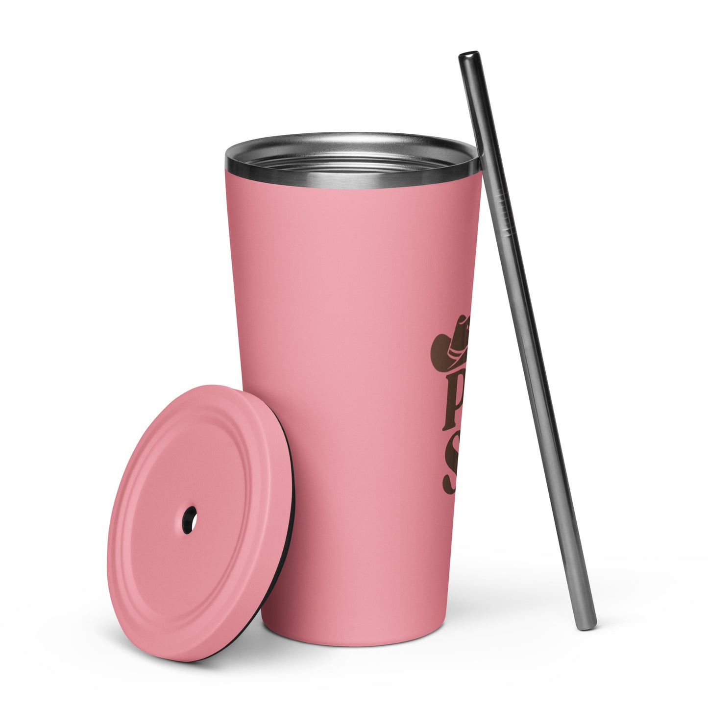 Insulated tumbler with a straw