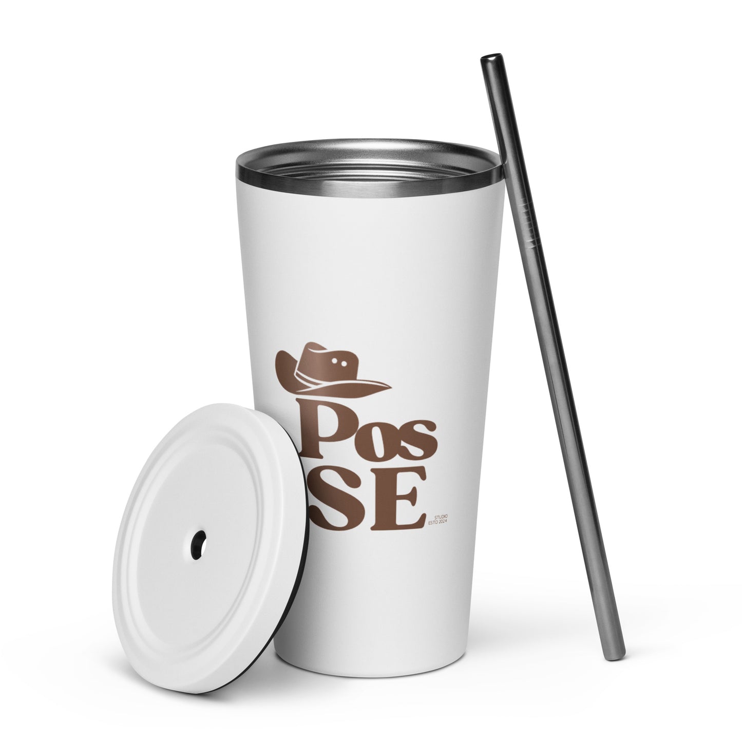 Insulated tumbler with a straw