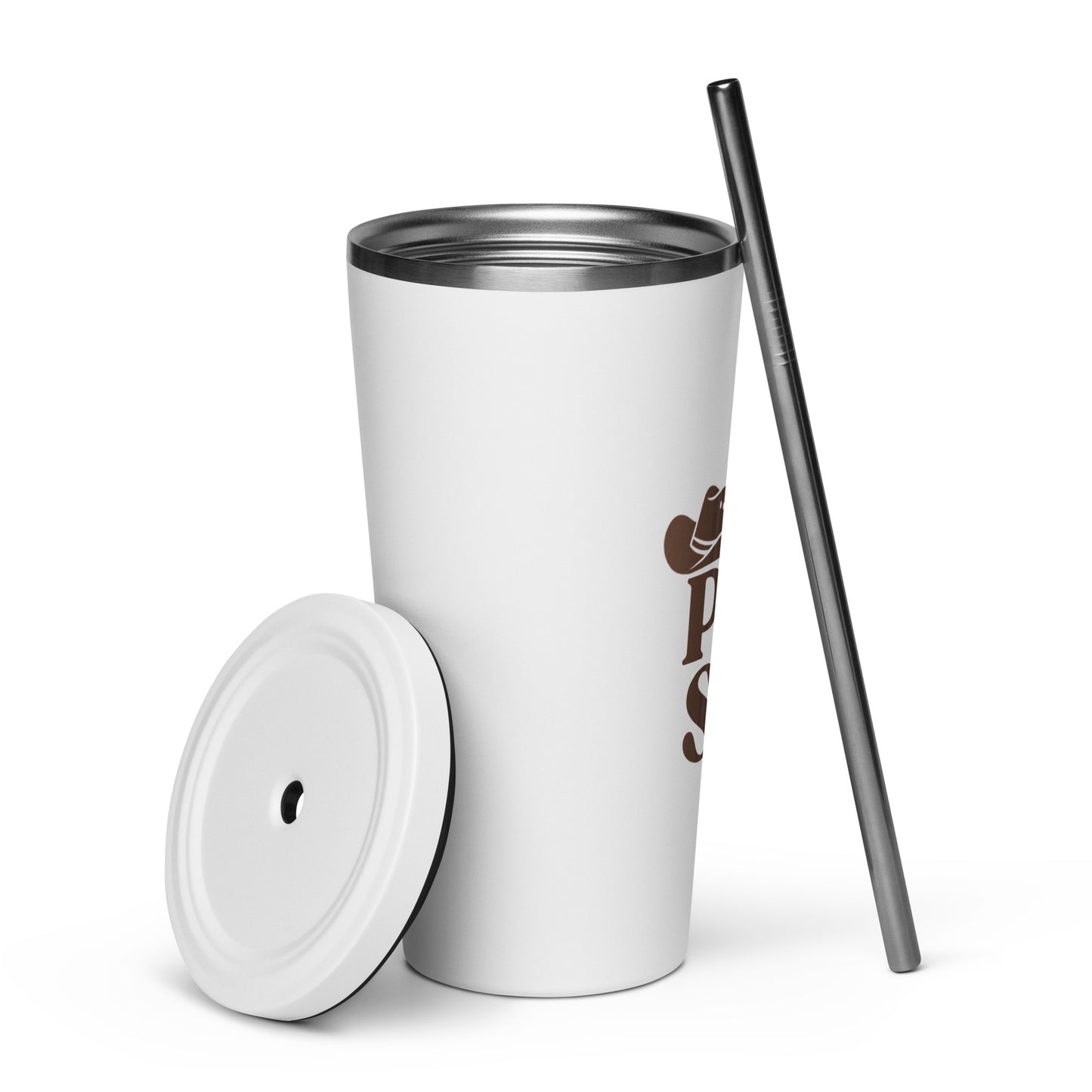 Insulated tumbler with a straw